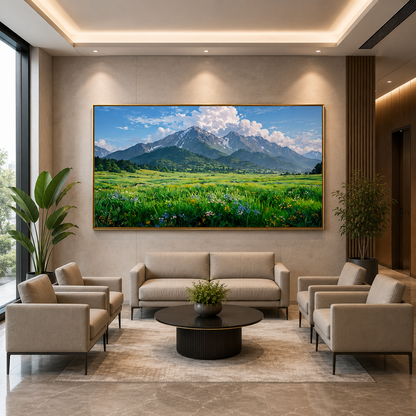 Majestic Mountain Meadow Canvas Wall Art Scenic Nature Landscape