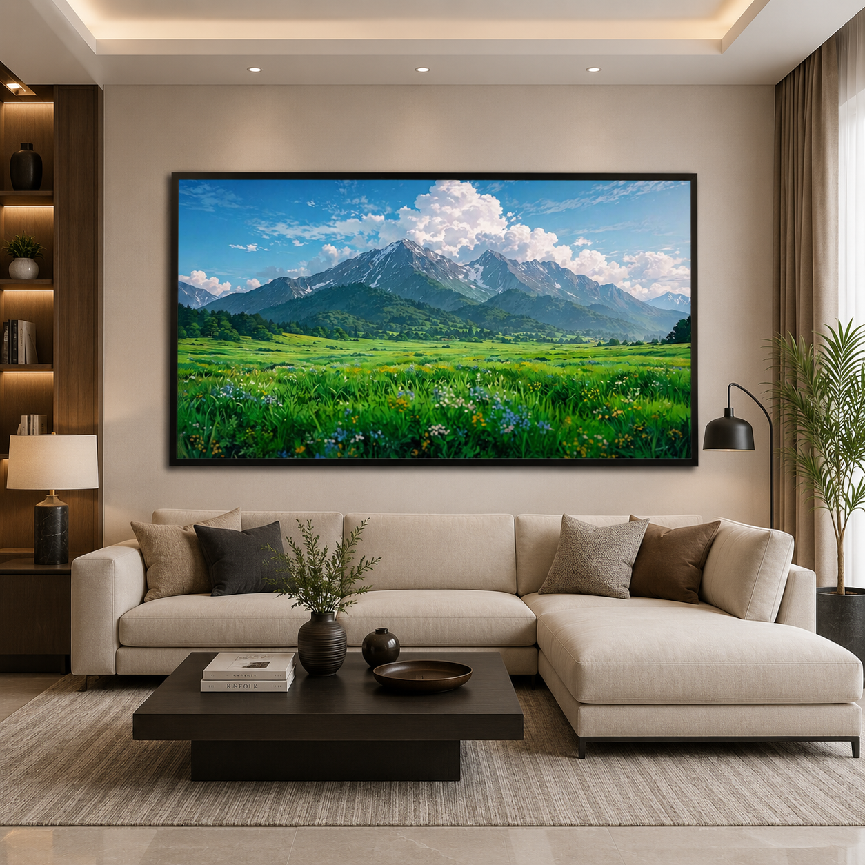 Majestic Mountain Meadow Canvas Wall Art Scenic Nature Landscape