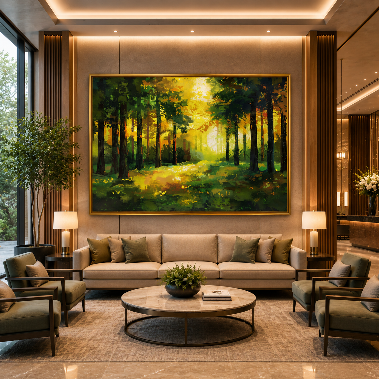 Sunlit Forest Canvas Wall Art Nature Landscape Scenic Painting