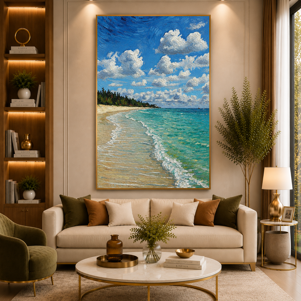 Serene Beach Seascape Canvas Wall Art for Coastal Home Decor