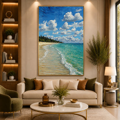 Serene Beach Seascape Canvas Wall Art for Coastal Home Decor