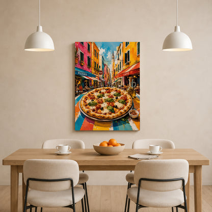 Italian Pizza Street Scene Wall Art for Kitchen & Dining Room