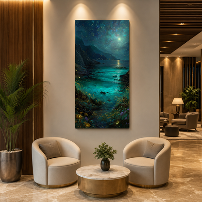 Moonlit Coastal Seascape Canvas Wall Art for Luxury Interiors