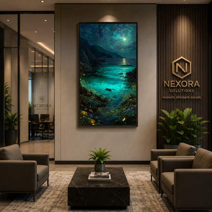 Moonlit Coastal Seascape Canvas Wall Art for Luxury Interiors