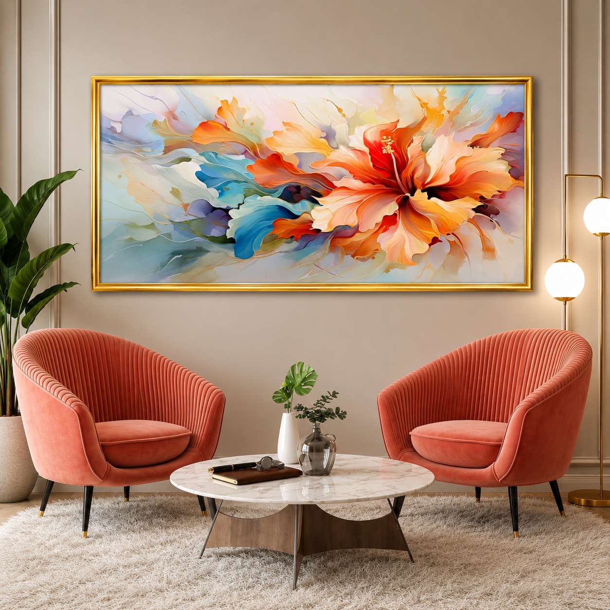 Abstract Hibiscus Flower Canvas Wall Art Floral Painting Home Decor
