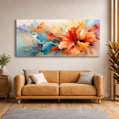 Abstract Hibiscus Flower Canvas Wall Art Floral Painting Home Decor