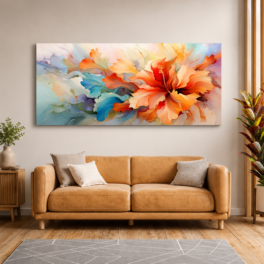 Abstract Hibiscus Flower Canvas Wall Art Floral Painting Home Decor