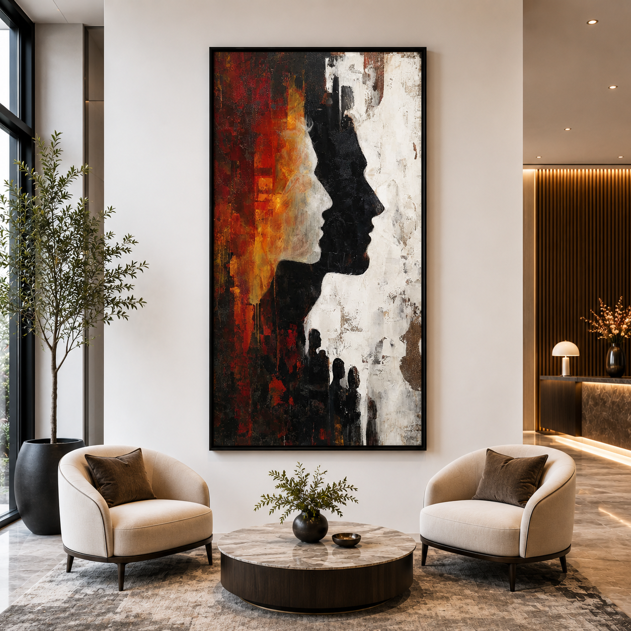 Abstract Face Silhouette Canvas Wall Art Modern Portrait Painting Decor