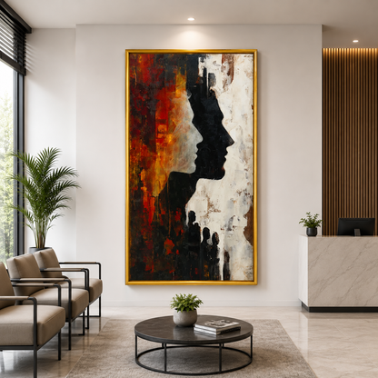 Abstract Face Silhouette Canvas Wall Art Modern Portrait Painting Decor