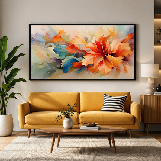 Abstract Hibiscus Flower Canvas Wall Art Floral Painting Home Decor