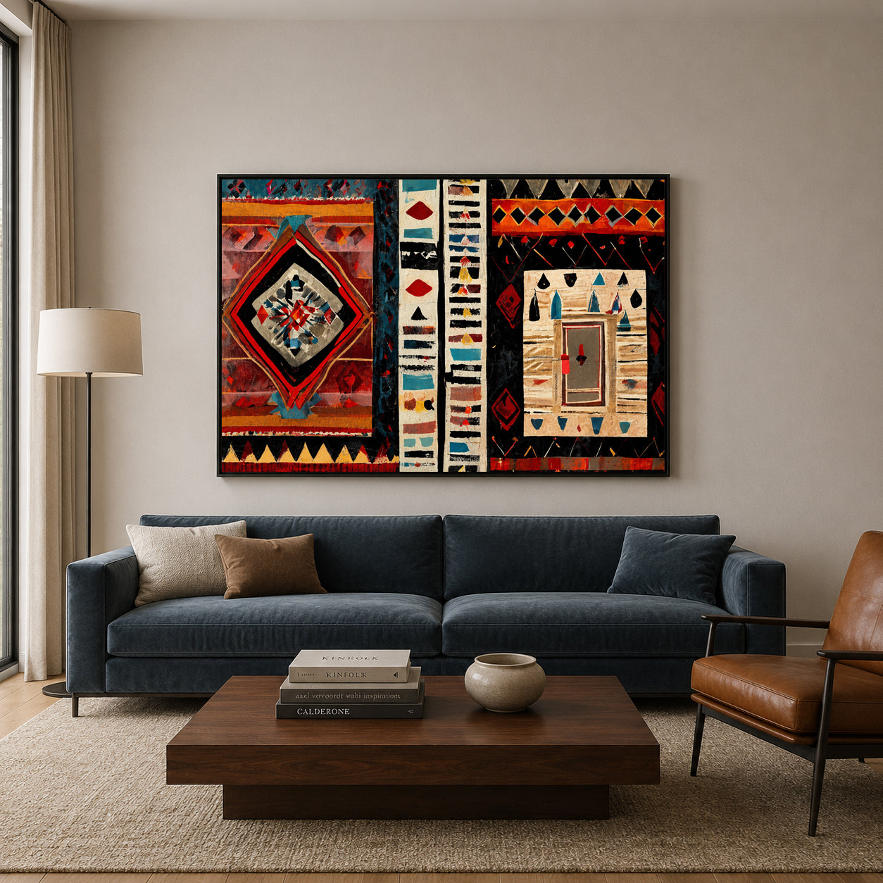 Bold Ethnic Tribal Pattern Geometric Canvas Art