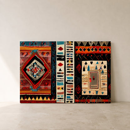 Bold Ethnic Tribal Pattern Geometric Canvas Art