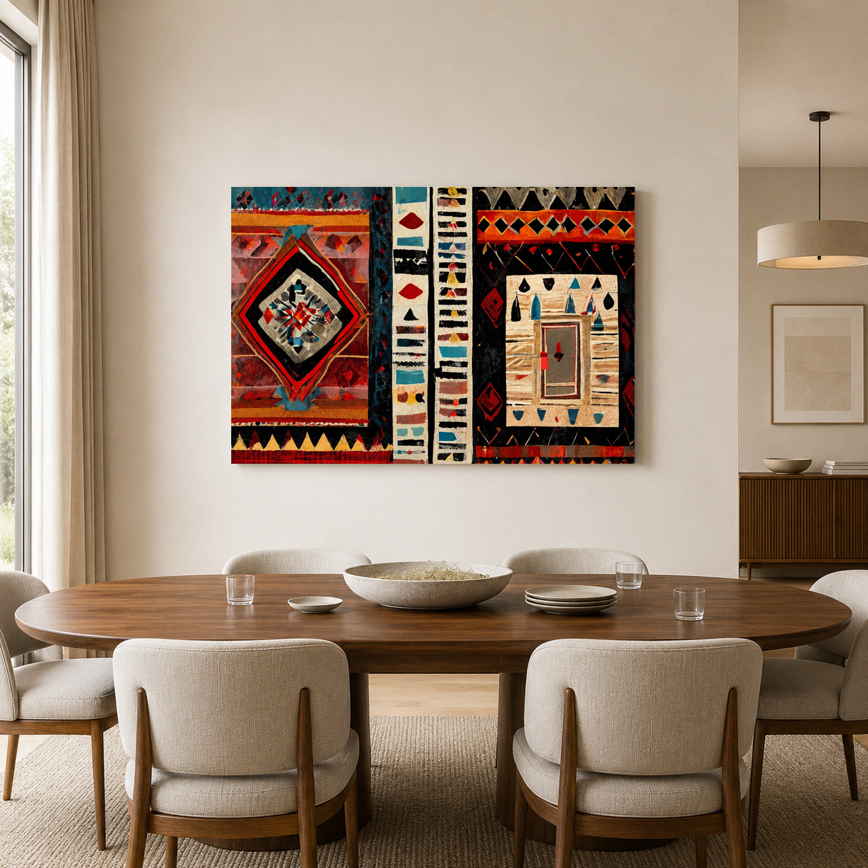 Bold Ethnic Tribal Pattern Geometric Canvas Art