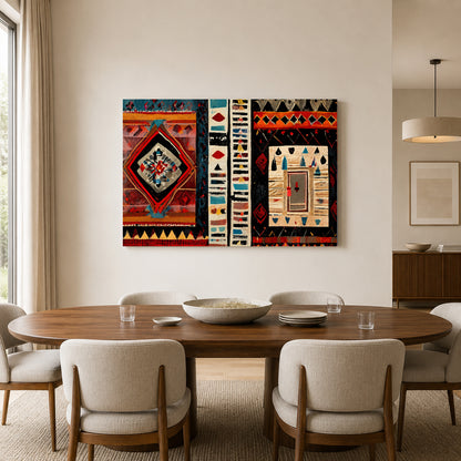 Bold Ethnic Tribal Pattern Geometric Canvas Art