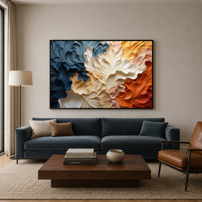 Modern Sculptural Floral Abstract Canvas Art