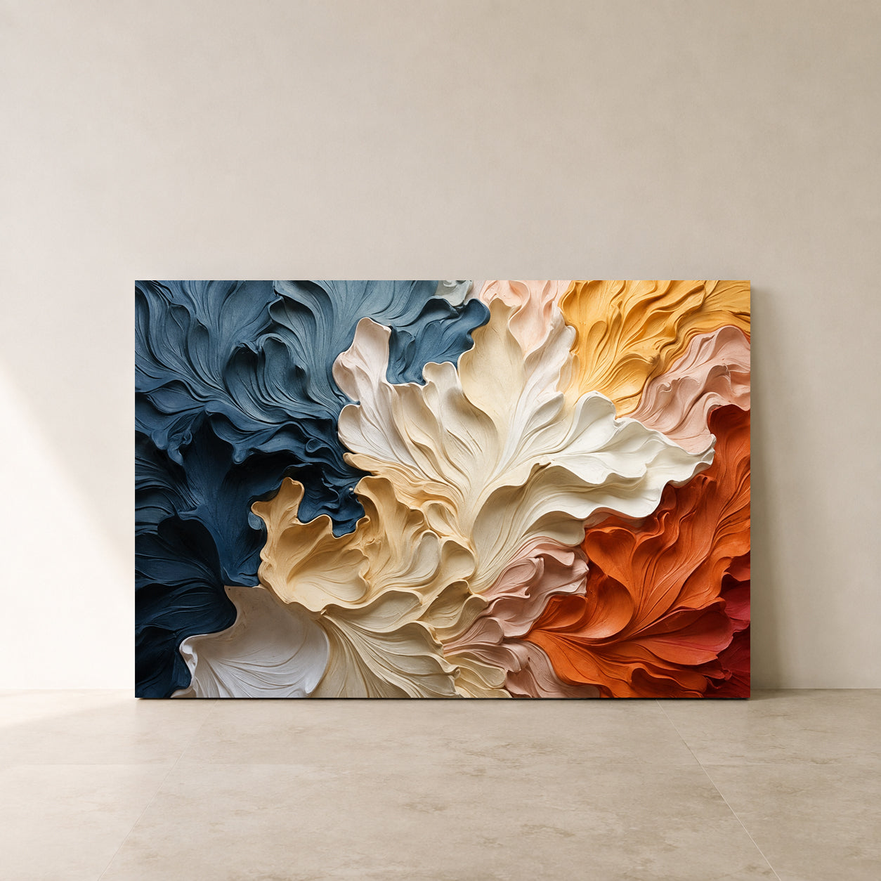 Modern Sculptural Floral Abstract Canvas Art