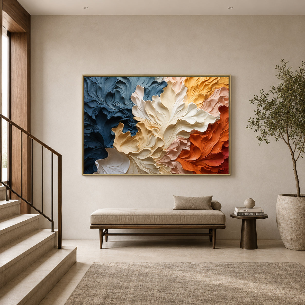 Modern Sculptural Floral Abstract Canvas Art