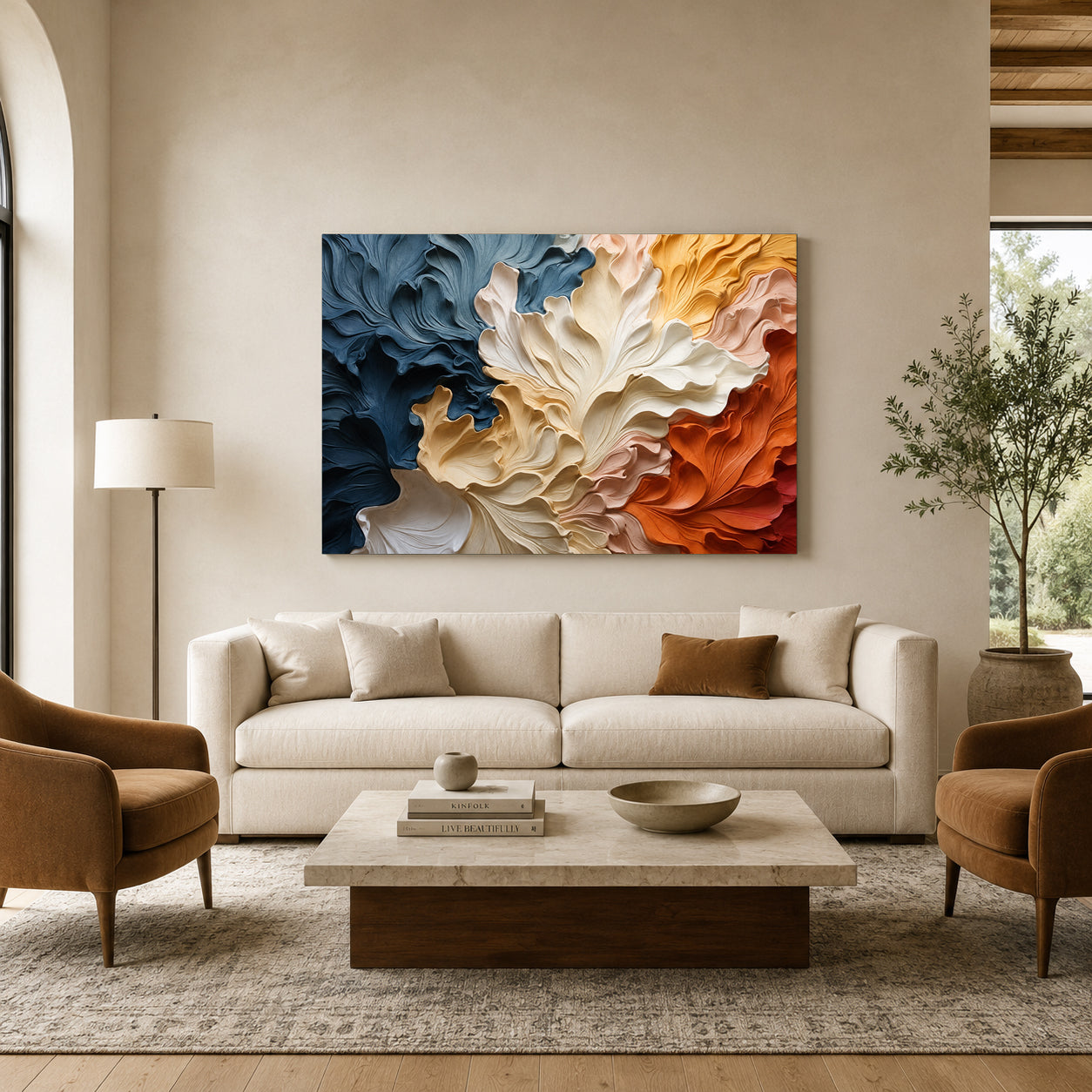 Modern Sculptural Floral Abstract Canvas Art