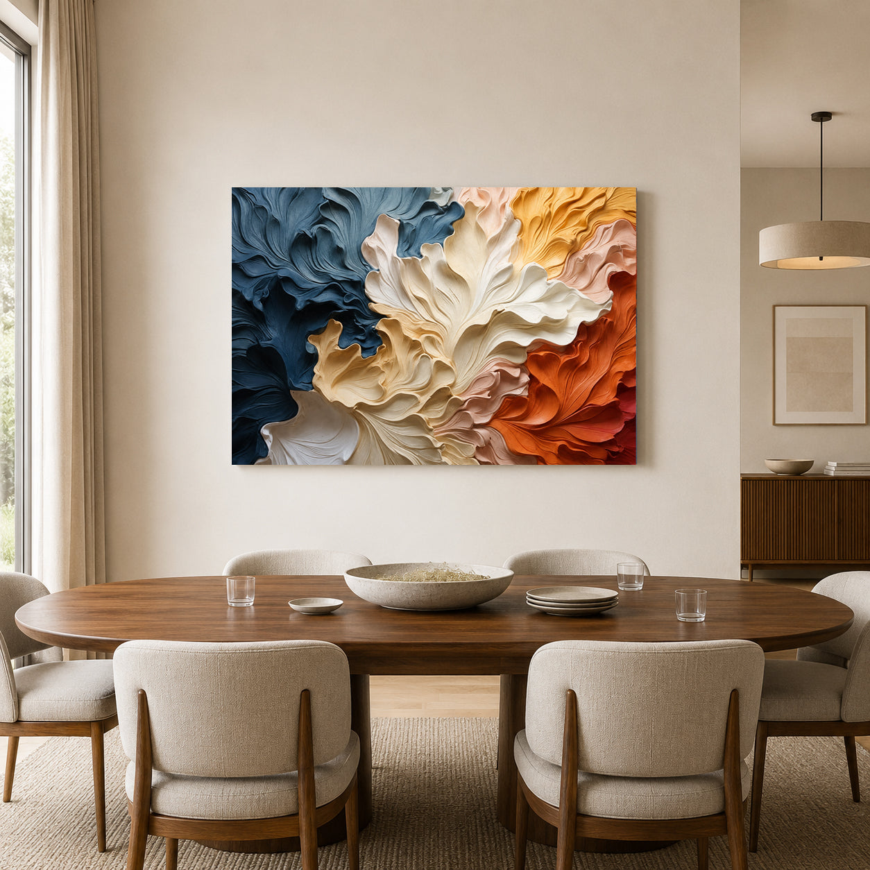 Modern Sculptural Floral Abstract Canvas Art
