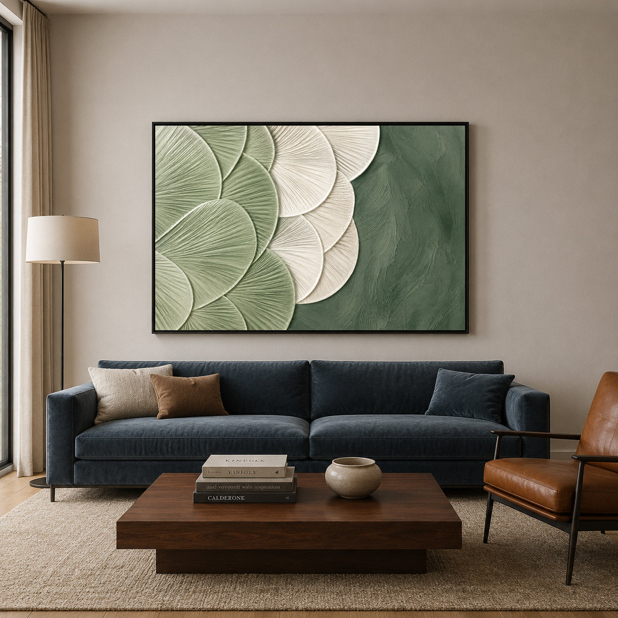 Sage Green Textured Relaxing Abstract Canvas Art