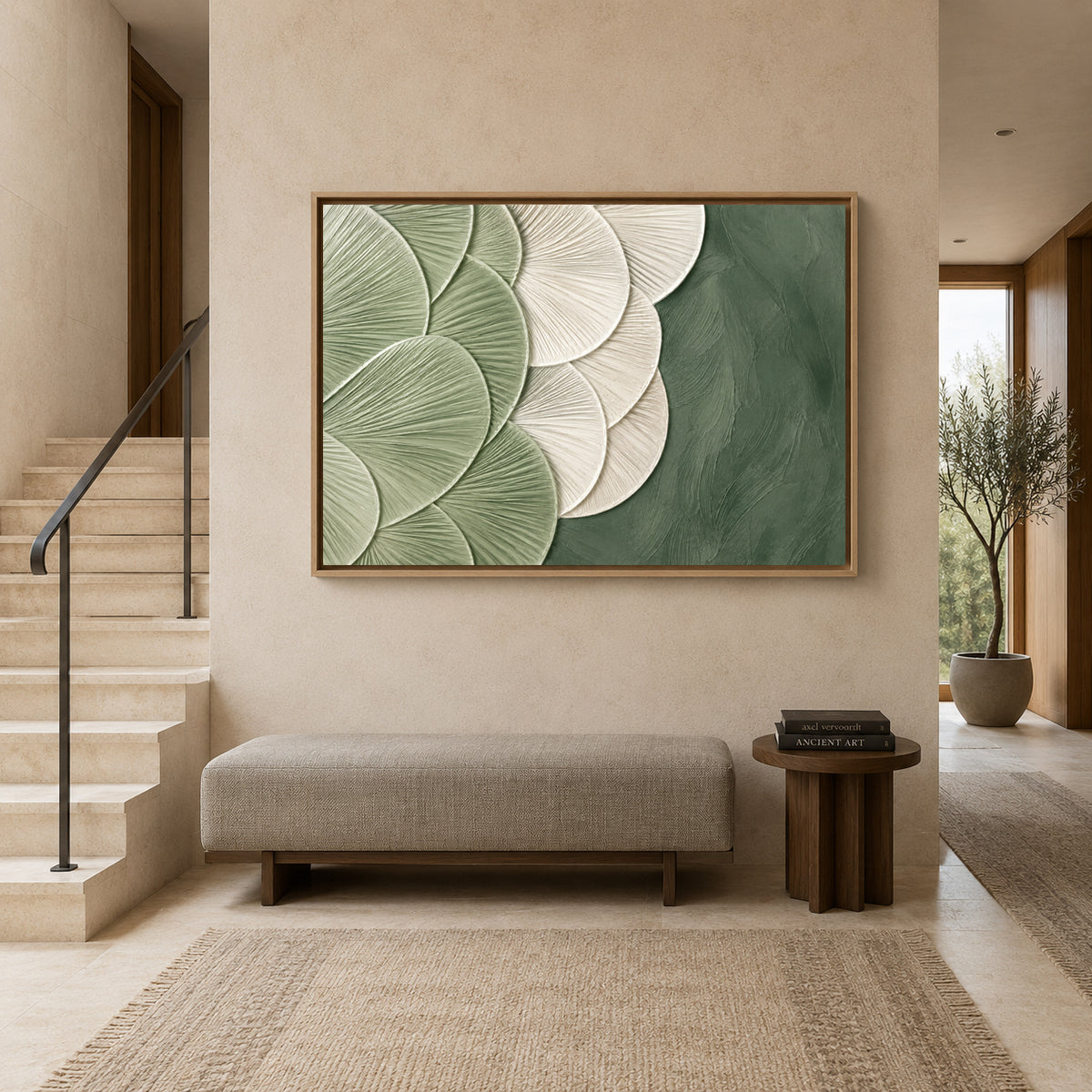 Sage Green Textured Relaxing Abstract Canvas Art