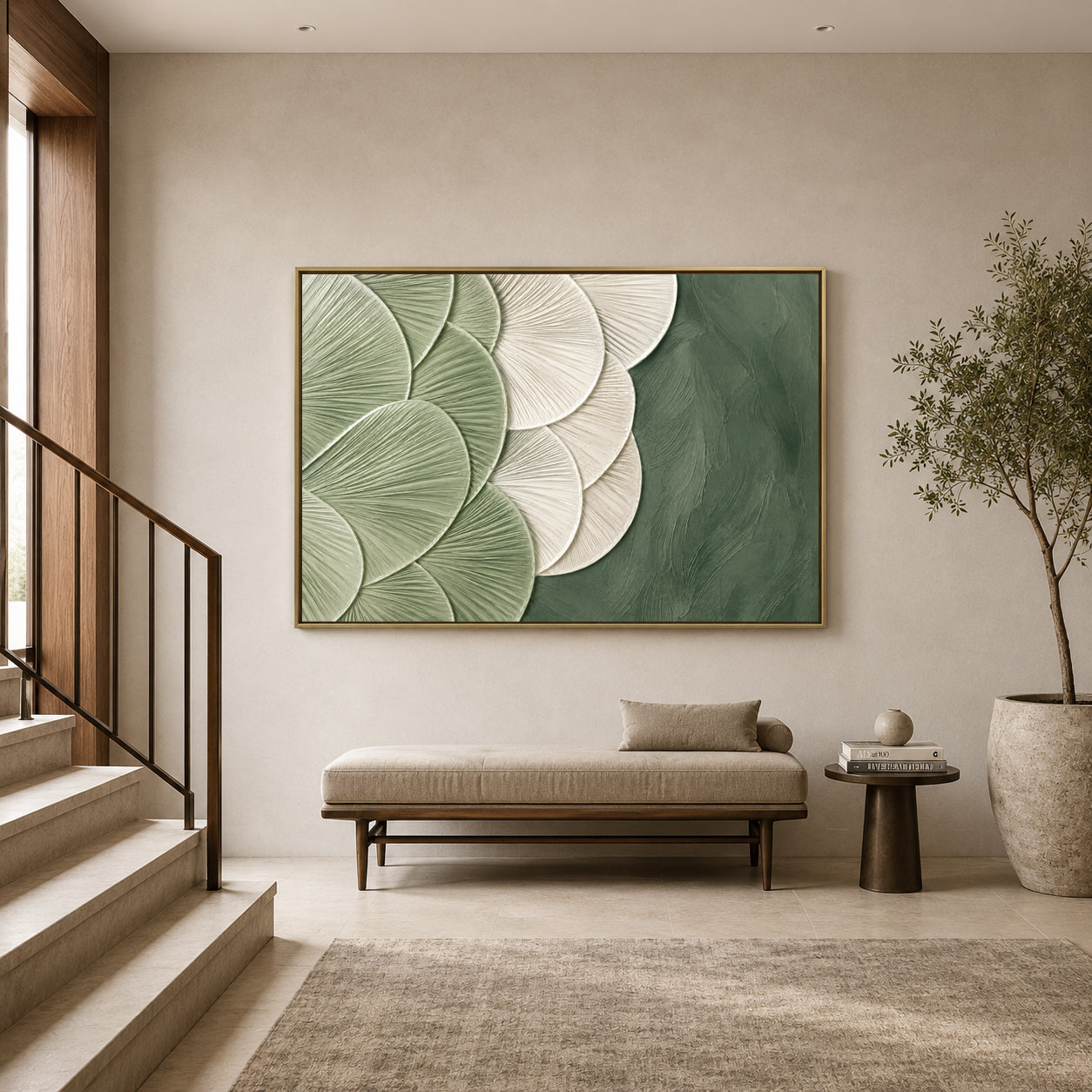 Sage Green Textured Relaxing Abstract Canvas Art