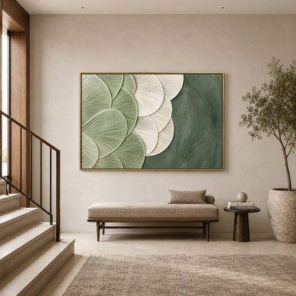 Sage Green Textured Relaxing Abstract Canvas Art