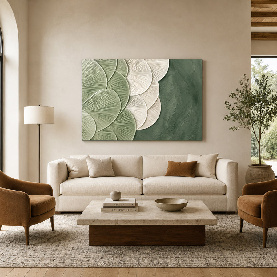 Sage Green Textured Relaxing Abstract Canvas Art