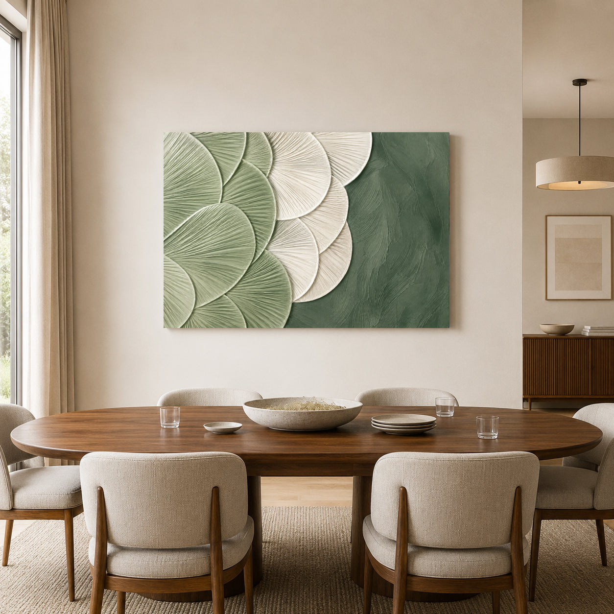 Sage Green Textured Relaxing Abstract Canvas Art