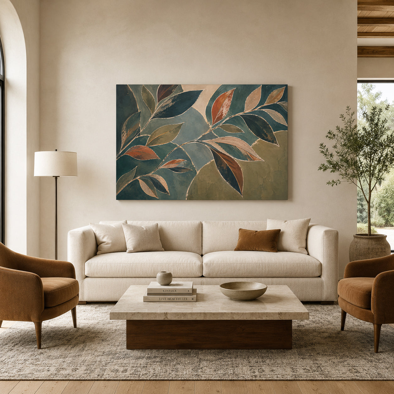 Botanical Rhythm Modern Leaf Canvas Art