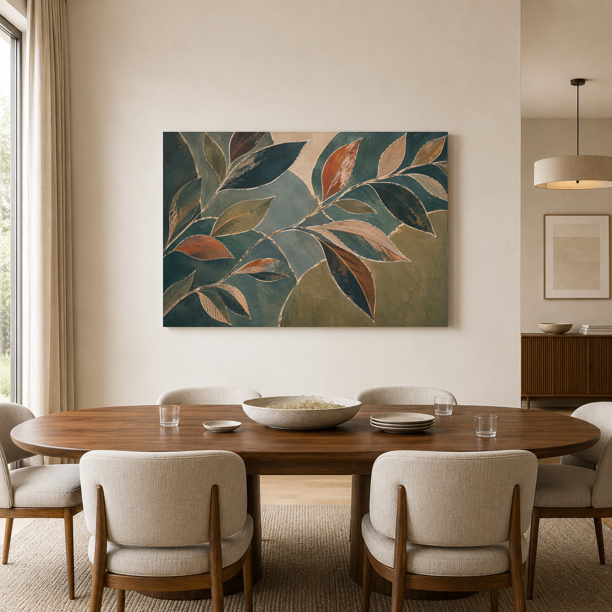 Botanical Rhythm Modern Leaf Canvas Art