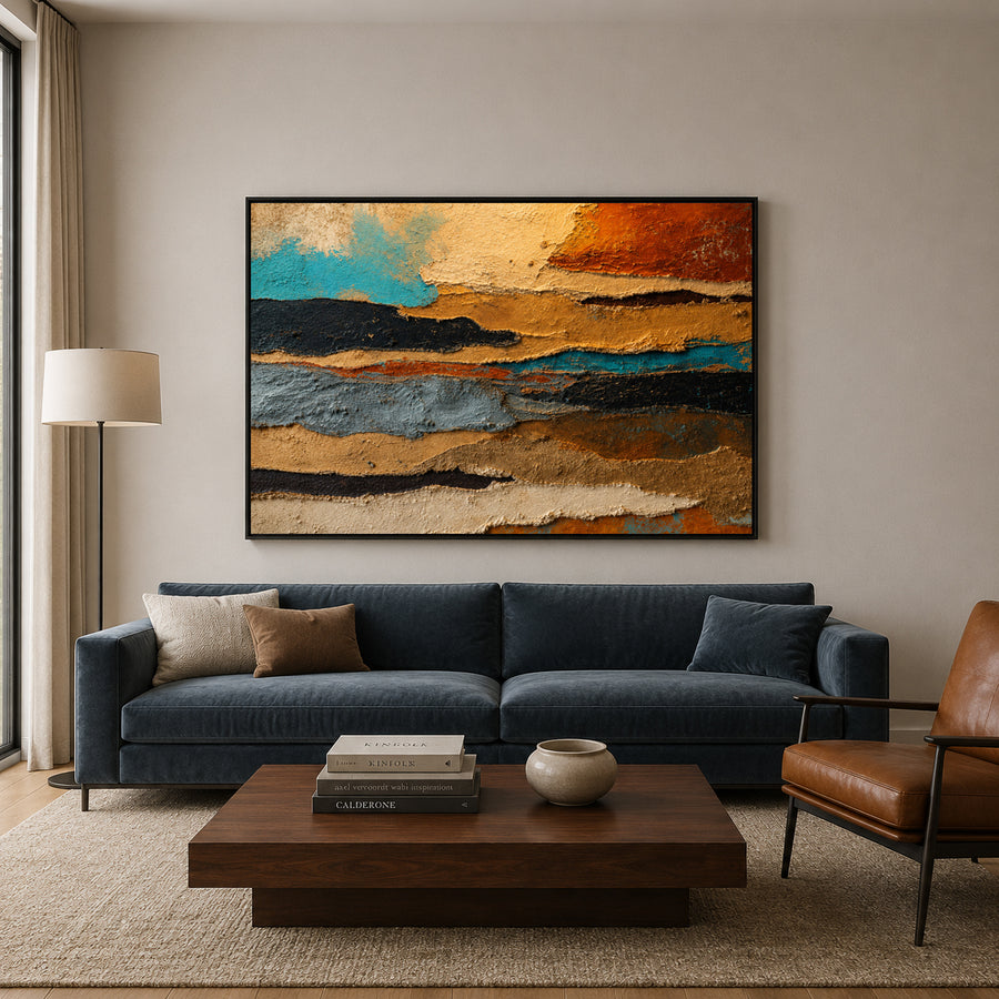 Sedimentary Layers Textured Abstract Canvas Art