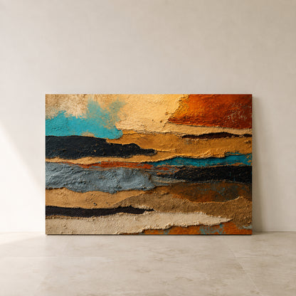 Sedimentary Layers Textured Abstract Canvas Art
