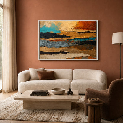 Sedimentary Layers Textured Abstract Canvas Art