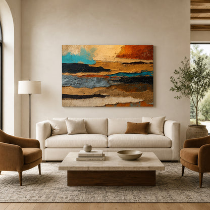 Sedimentary Layers Textured Abstract Canvas Art