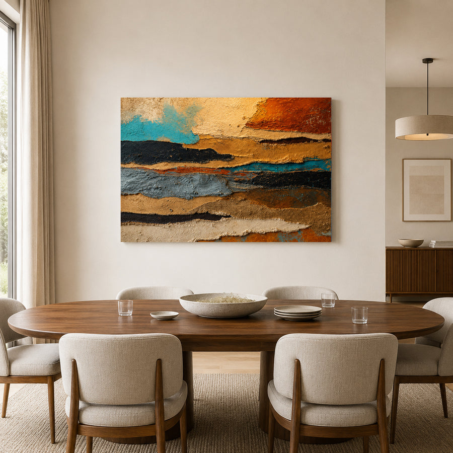 Sedimentary Layers Textured Abstract Canvas Art
