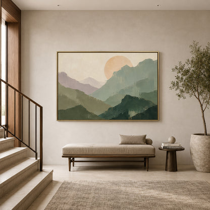 Quiet Horizon Mountain Landscape Canvas Art