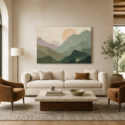 Quiet Horizon Mountain Landscape Canvas Art