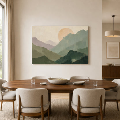Quiet Horizon Mountain Landscape Canvas Art