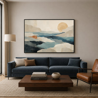 Beyond the Stillness Minimalist Landscape Canvas Art