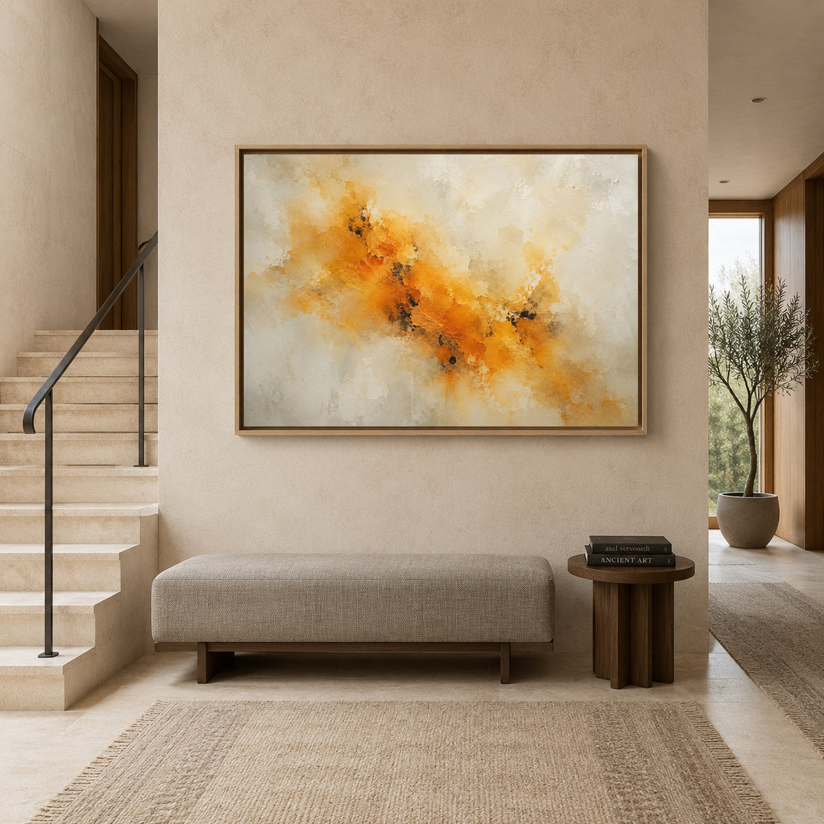 Amber Drift Contemporary Textured Abstract Canvas Art