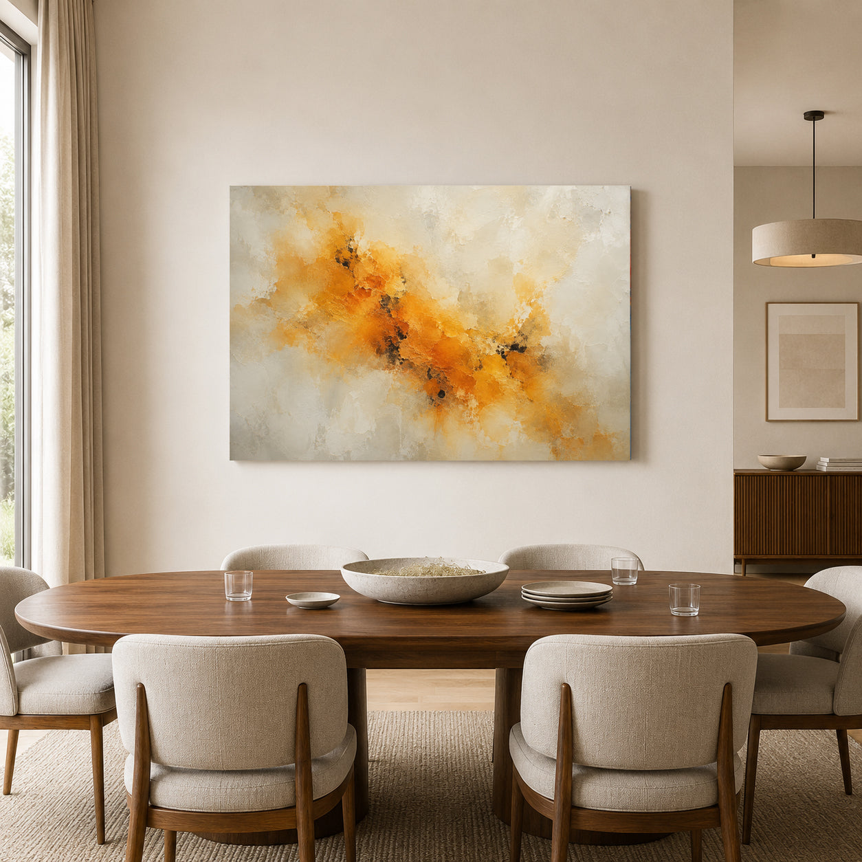 Amber Drift Contemporary Textured Abstract Canvas Art