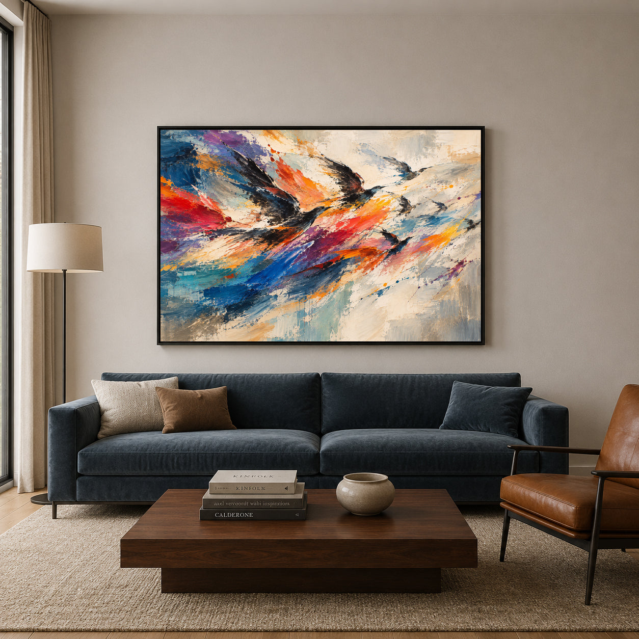 Flight in Motion Expressive Bird Abstract Canvas Art