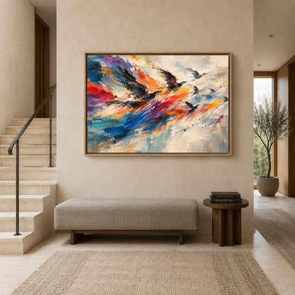 Flight in Motion Expressive Bird Abstract Canvas Art