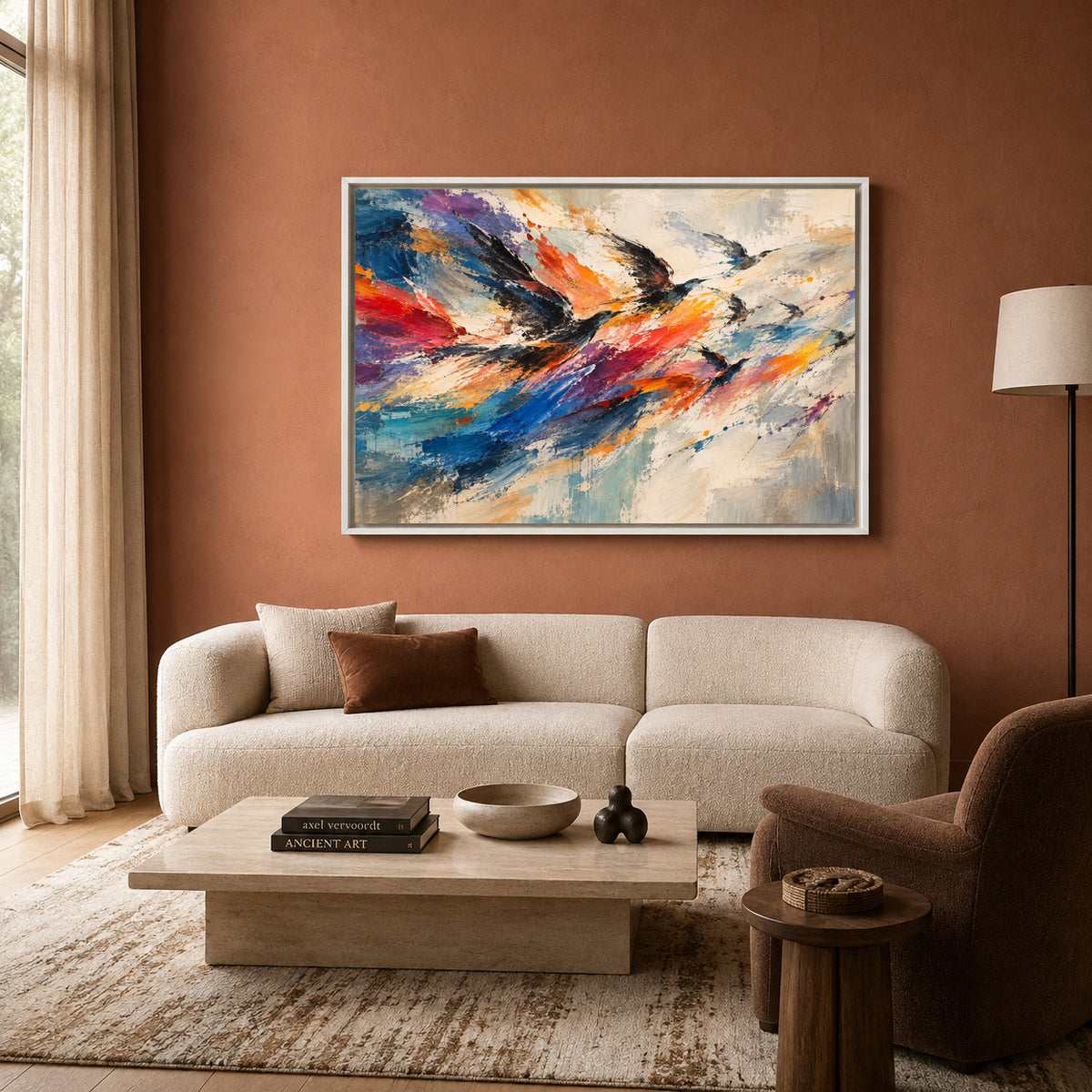 Flight in Motion Expressive Bird Abstract Canvas Art
