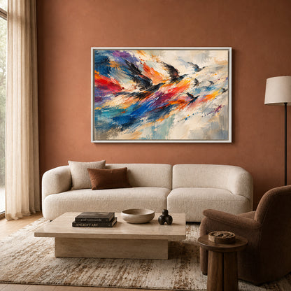 Flight in Motion Expressive Bird Abstract Canvas Art