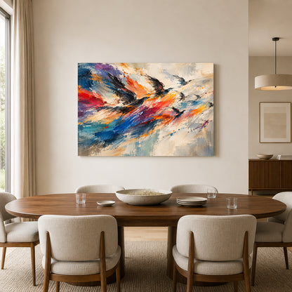 Flight in Motion Expressive Bird Abstract Canvas Art