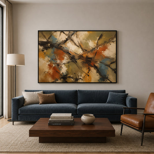 Crossing Paths Expressive Abstract Canvas Art