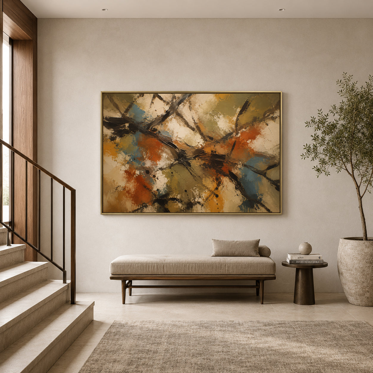 Crossing Paths Expressive Abstract Canvas Art