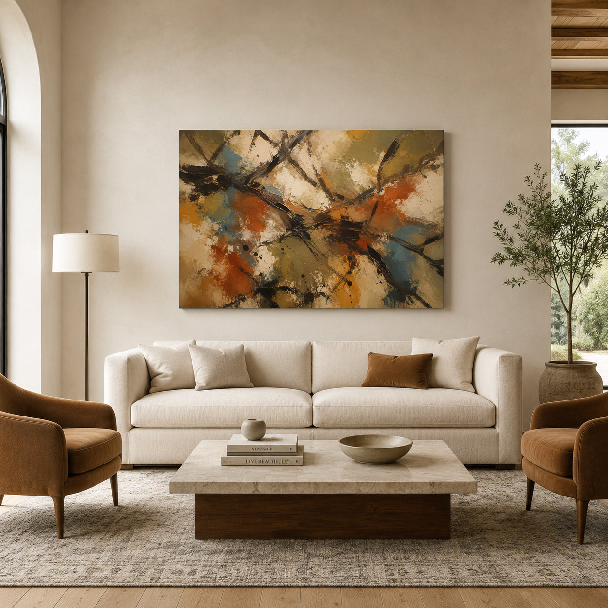Crossing Paths Expressive Abstract Canvas Art